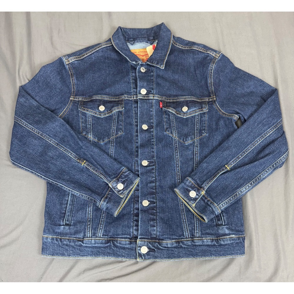 Levis Mens Standard Fit Trucker Denim Jacket Dark Wash Blue 723342762 Size M
